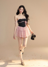 Floral One-Shoulder Mesh Dress